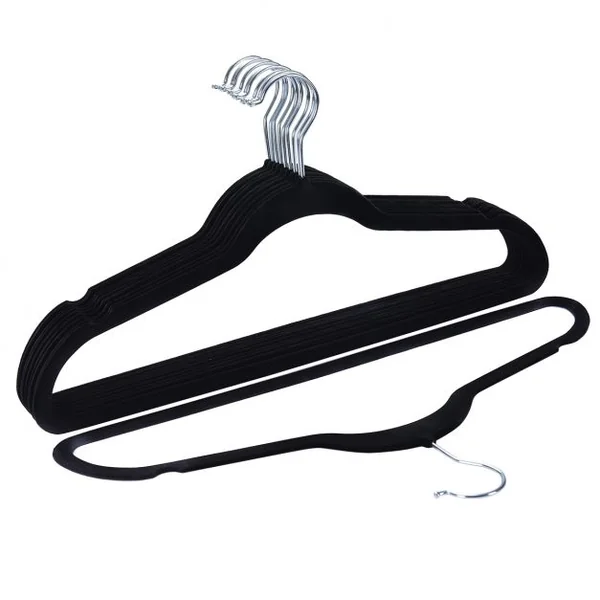100 Cintres en Velours Antidérapants pour Vêtements Crochets Pivotant à 360° Longueur 44,5 CM Noir