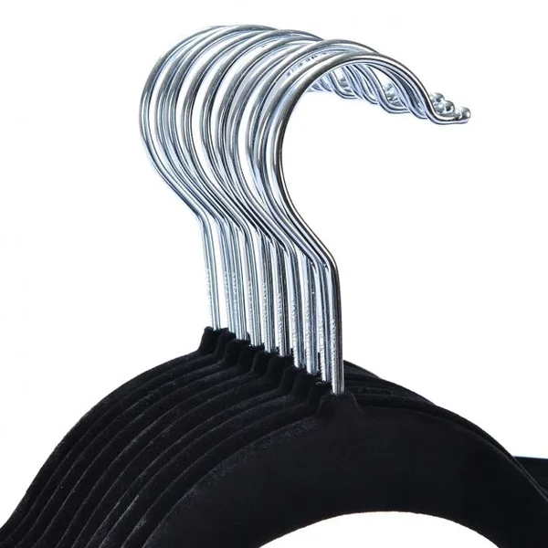 100 Cintres en Velours Antidérapants pour Vêtements Crochets Pivotant à 360° Longueur 44,5 CM Noir