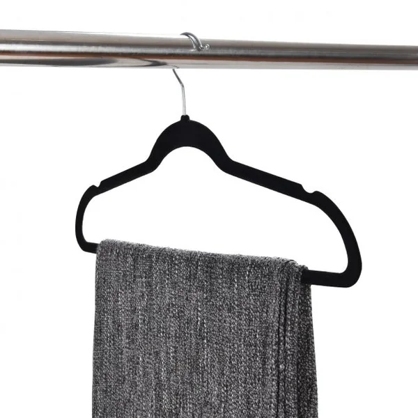 100 Cintres en Velours Antidérapants pour Vêtements Crochets Pivotant à 360° Longueur 44,5 CM Noir