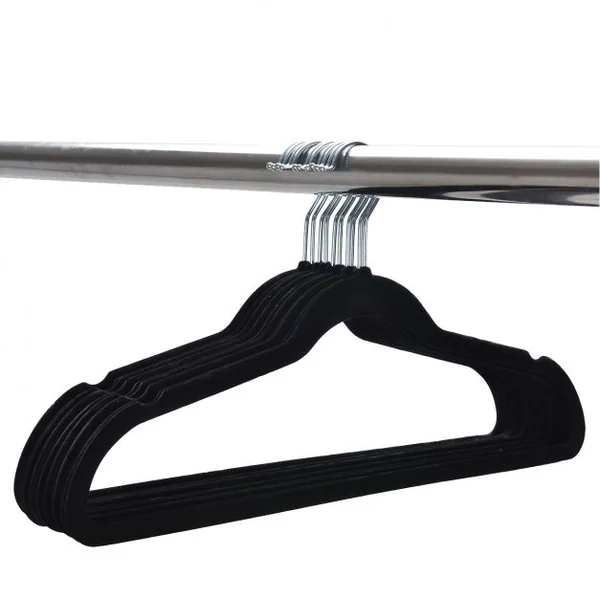 100 Cintres en Velours Antidérapants pour Vêtements Crochets Pivotant à 360° Longueur 44,5 CM Noir