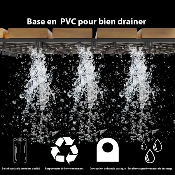 10 Dalles Carreaux de Terrasse 30×30 CM Plancher d'Exterieur Emboitable en Bois Acacia Huilé