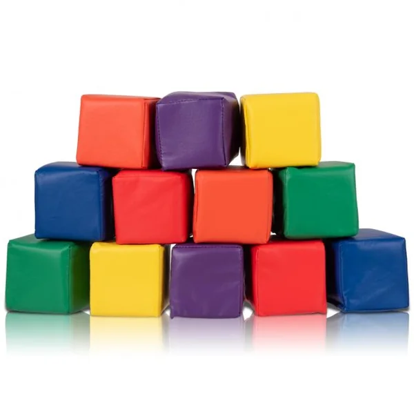 12 Blocs de Construction en Mousse pour Enfants de 12 Mois et Plus de Carré 6 Couleurs en Pvc Eponge14x14x14cm