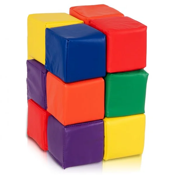 12 Blocs de Construction en Mousse pour Enfants de 12 Mois et Plus de Carré 6 Couleurs en Pvc Eponge14x14x14cm