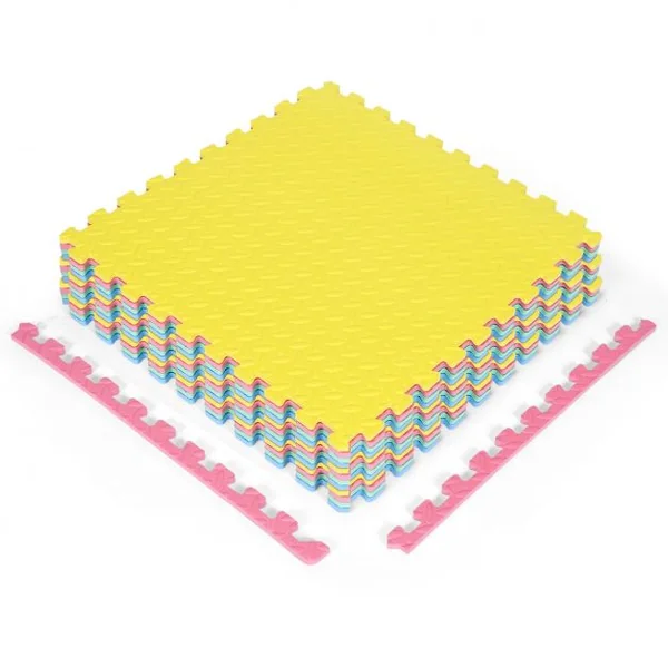 12 PCS de Tapis Puzzle pour Fitness en Mousse EVA Epaisse Conception Antidérapant Multicolore