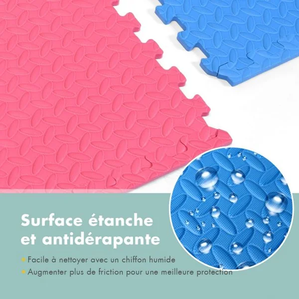 12 PCS de Tapis Puzzle pour Fitness en Mousse EVA Epaisse Conception Antidérapant Multicolore