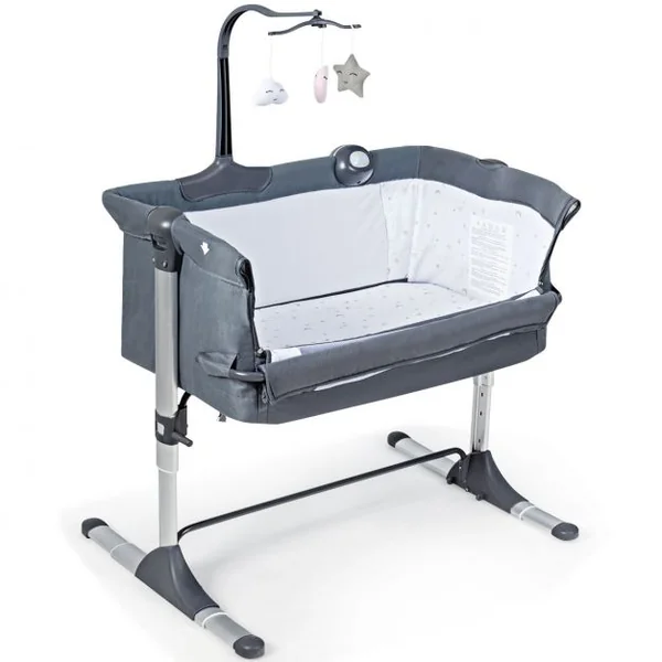 2 en 1 Berceau Cododo Bébé avec Matelas Hauteur Réglables Connecter avec Lit de Parent Arceau de Jeu Jusqu'à 9 KG