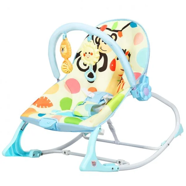 2 en 1 Transat pour Bébés 0-36 Mois Jusqu’ à 18KG avec 2 Mode de Vibration Angle Ajustable Bleu
