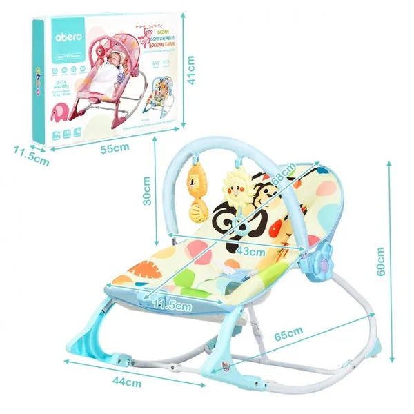 2 en 1 Transat pour Bébés 0-36 Mois Jusqu’ à 18KG avec 2 Mode de Vibration Angle Ajustable Bleu