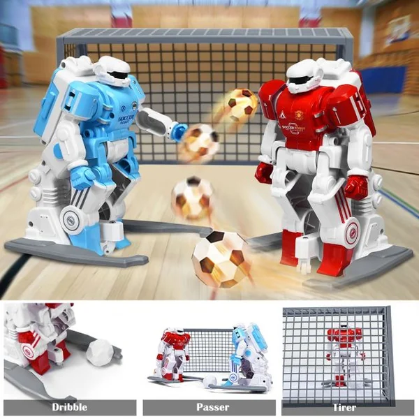 2 Robots Rc Football Jouets D'interaction et Compétitifs pour Enfants avec 2 Buts Football 2 Recharges USB Accessoires