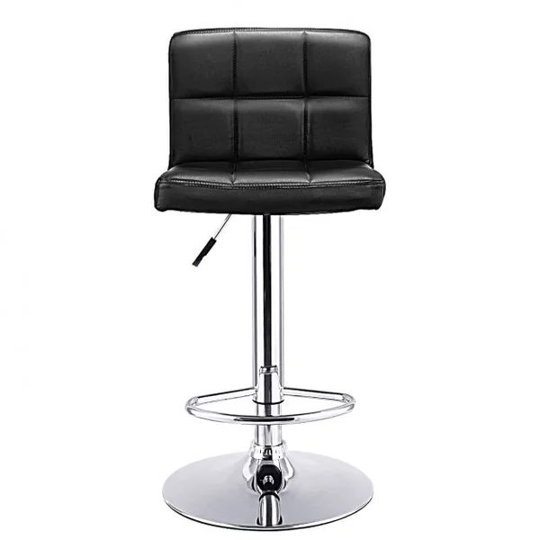 2 Tabourets de Bar en Simili Cuir et Métal Style Contemporain Repose-pieds Réglable Capacité 113kg 40x42x89-108cm Noir