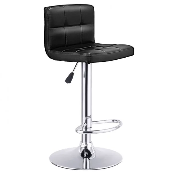 2 Tabourets de Bar en Simili Cuir et Métal Style Contemporain Repose-pieds Réglable Capacité 113kg 40x42x89-108cm Noir