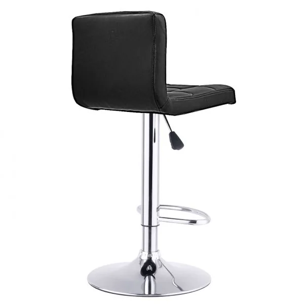 2 Tabourets de Bar en Simili Cuir et Métal Style Contemporain Repose-pieds Réglable Capacité 113kg 40x42x89-108cm Noir