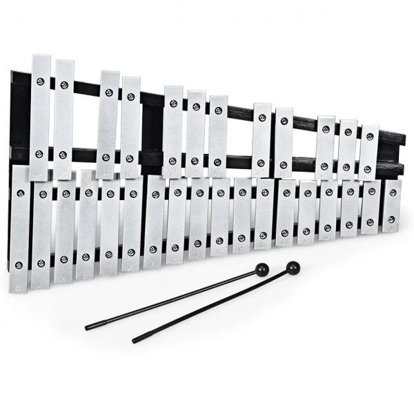30 Note Glockenspiel Xylophone Cadre en Bois Barres en Aluminium avec Baguettes en Bois avec Sac