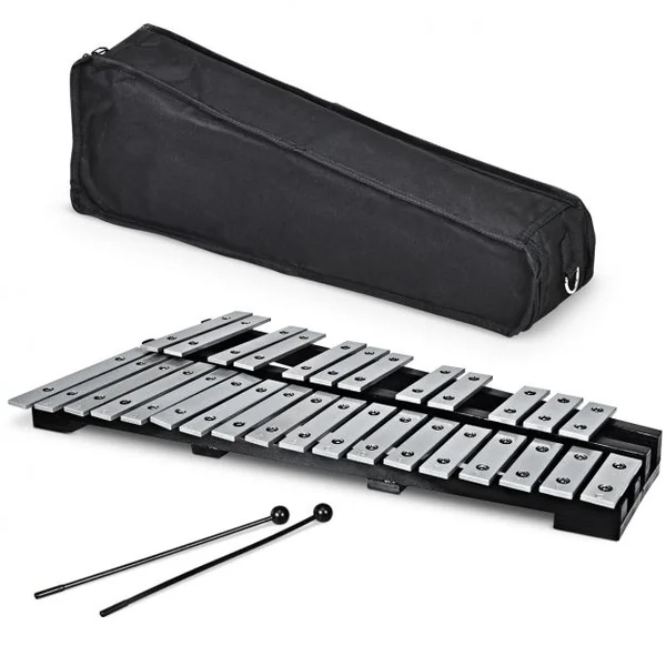 30 Note Glockenspiel Xylophone Cadre en Bois Barres en Aluminium avec Baguettes en Bois avec Sac