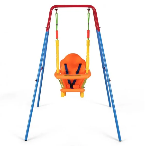 3 en1 Balançoire pour Enfants avec Portique et Siège avec Dossier Accoudoir et Ceinture Sécurité Charge Max. : 25 KG