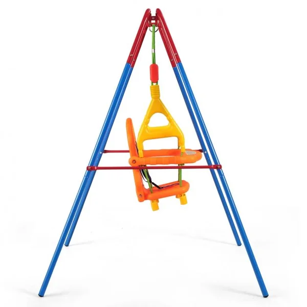 3 en1 Balançoire pour Enfants avec Portique et Siège avec Dossier Accoudoir et Ceinture Sécurité Charge Max. : 25 KG