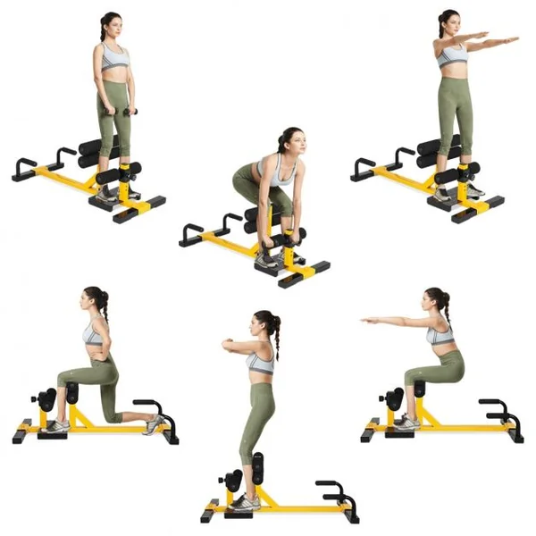 3 en 1 Sissy Squat en Fer Machine à Squat Hauteur Réglable à 6 Positons pour Fitnesse à l'Intérieur