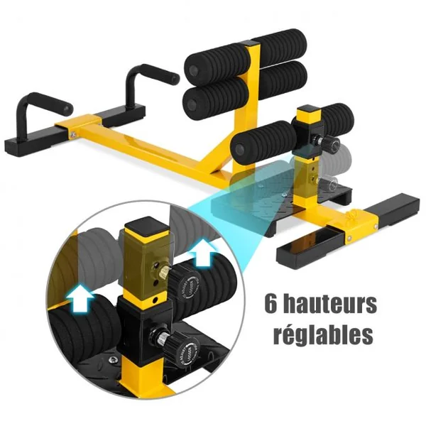 3 en 1 Sissy Squat en Fer Machine à Squat Hauteur Réglable à 6 Positons pour Fitnesse à l'Intérieur