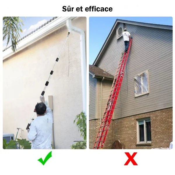 4400PSI Lance Télescopique Nettoyeur Haute Pression 5M avec Buses de Pulvérisation à 5 Angles Tige Extensible pour Lave-auto