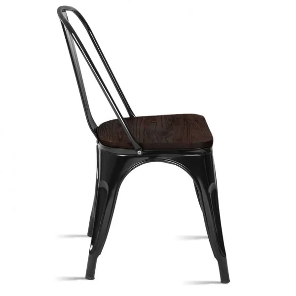 4 Chaises Salle à Manger Empilables Style Industriel en Acier 51x44x85,5cm Noir