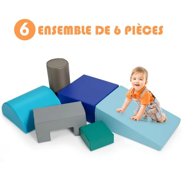 6 Blocs de Construction en Mousse PU+EPE Colorée pour Bébé Jouet Educatif Développement des Capacités Motrices modèle 1