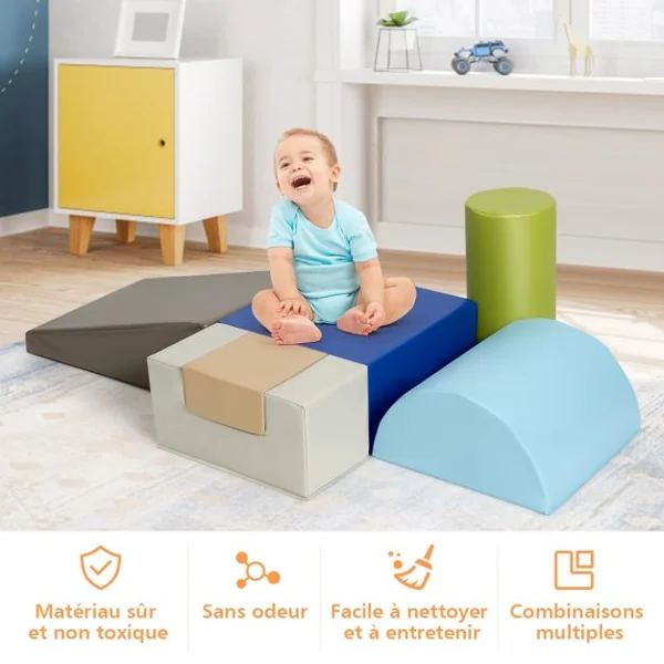 6 Blocs de Construction en Mousse PU+EPE Colorée pour Bébé Jouet Educatif Développement des Capacités Motrices modèle 3