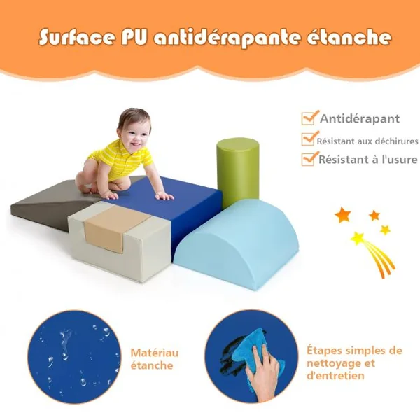 6 Blocs de Construction en Mousse PU+EPE Colorée pour Bébé Jouet Educatif Développement des Capacités Motrices modèle 3