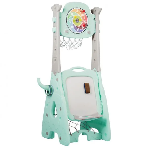 6-en-1 Panier de Basketball avec But de Football Fléchettes Golf Chaise Lancer d'Anneaux Vert