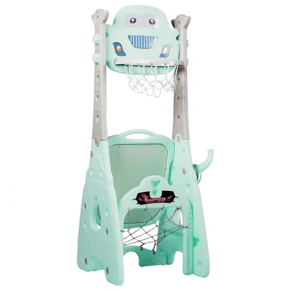 6-en-1 Panier de Basketball avec But de Football Fléchettes Golf Chaise Lancer d'Anneaux Vert
