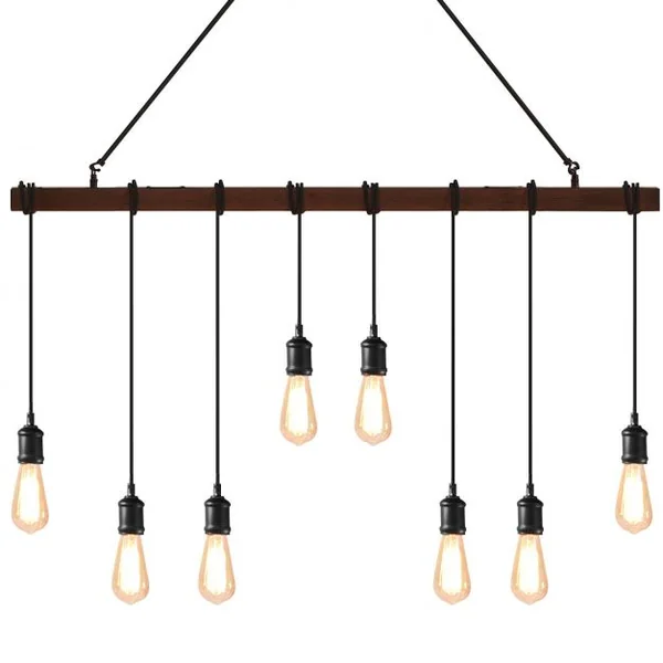 8 Lampes Suspension Luminaire Industriel pour Ampoule E27 avec Support en Barre Longueur Réglable
