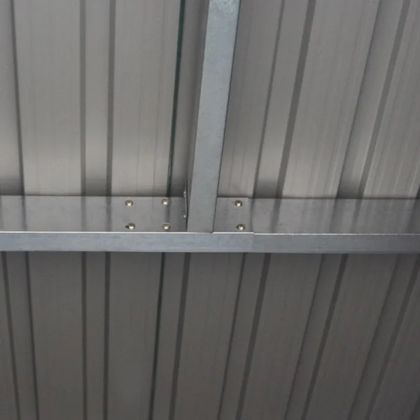 Abri de Jardin en Tôle Galvanisée Cabane de Rangement à Outils Porte Double 2 Aérations, 213x130x173cm, Gris et Blanc