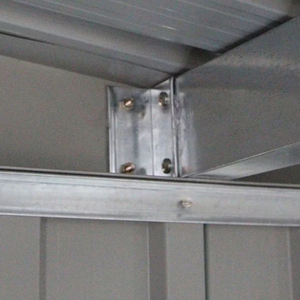 Abri de Jardin en Tôle Galvanisée Cabane de Rangement à Outils Porte Double 2 Aérations, 213x130x173cm, Gris et Blanc