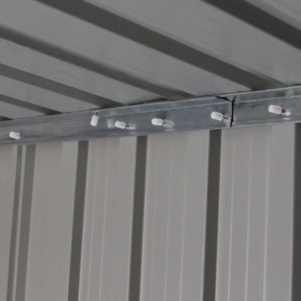 Abri de Jardin en Tôle Galvanisée Cabane de Rangement à Outils Porte Double 2 Aérations, 213x130x173cm, Gris et Blanc