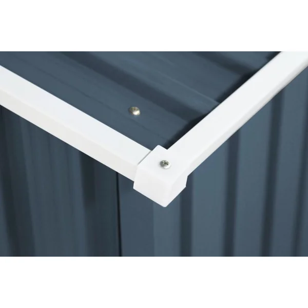 Abri de Jardin en Tôle Galvanisée Cabane de Rangement à Outils Porte Double 2 Aérations, 277x191x192cm, Gris et Blanc