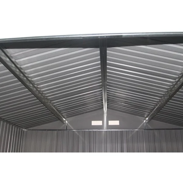 Abri de Jardin en Tôle Galvanisée Cabane de Rangement à Outils Porte Double 2 Aérations, 277x191x192cm, Gris et Blanc