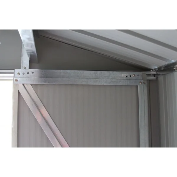 Abri de Jardin en Tôle Galvanisée Cabane de Rangement à Outils Porte Double 2 Aérations, 277x191x192cm, Gris et Blanc