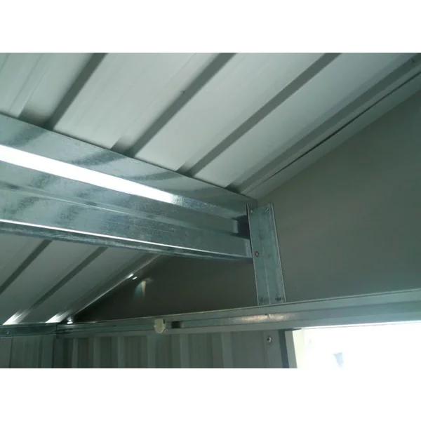 Abri de Jardin en Tôle Galvanisée Cabane de Rangement à Outils Porte Double 2 Aérations, 277x191x192cm, Gris et Blanc