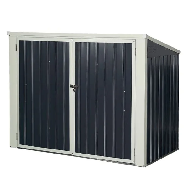Abri de Jardin pour 2 Poubelles Cabane de Jardin pour Outils en Tôle d'Acier Galvanisée 173x97x134cm Gris Foncé