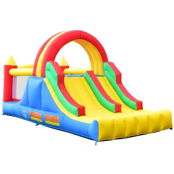 Aire de Jeux Gonflable avec 2 Toboggans Grand Mur d’Escalade Parc 5x2x2M Charge 80KG
