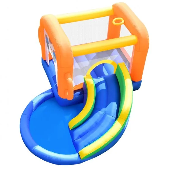 Aire de Jeux Gonflable avec Zone de Saut Mur en Maille 3x2x2M Charge 50KG Design de Singe