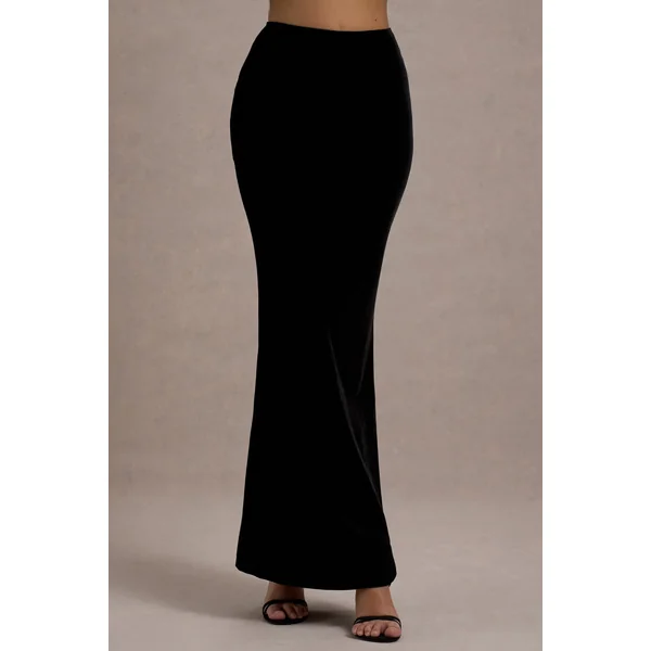 Alize | Jupe longue fendue en velours noir
