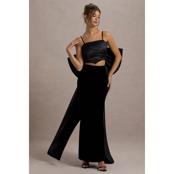 Alize | Jupe longue fendue en velours noir