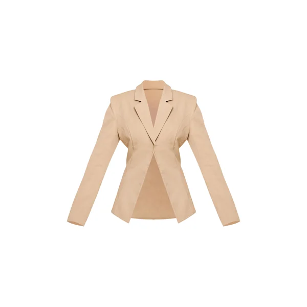 Almond Butter Blazer Ouvert Cintré À La Taille