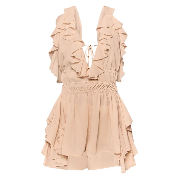 Amande Combi-short En Mousseline À Décolleté Plongeant Avec Détails À Volants