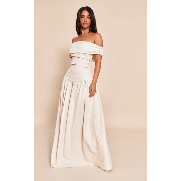 Amande Robe Maxi Plissée À Épaules Dénudées Petite