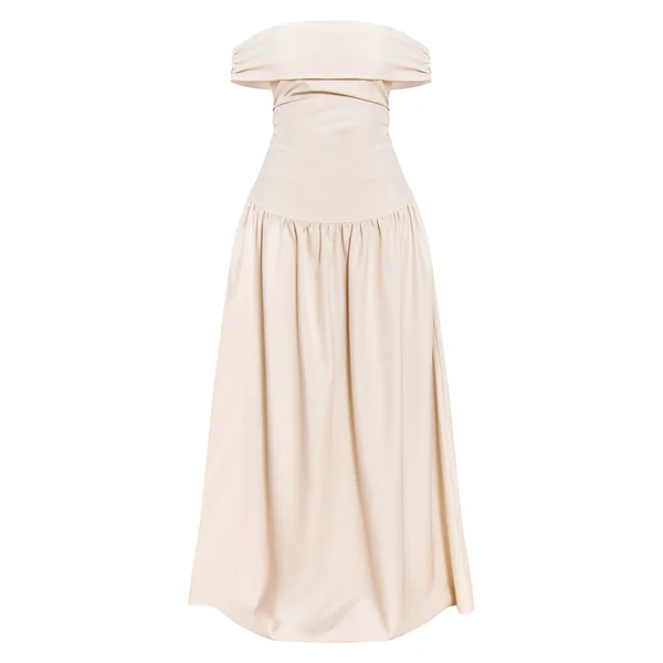 Amande Robe Maxi Plissée À Épaules Dénudées Petite