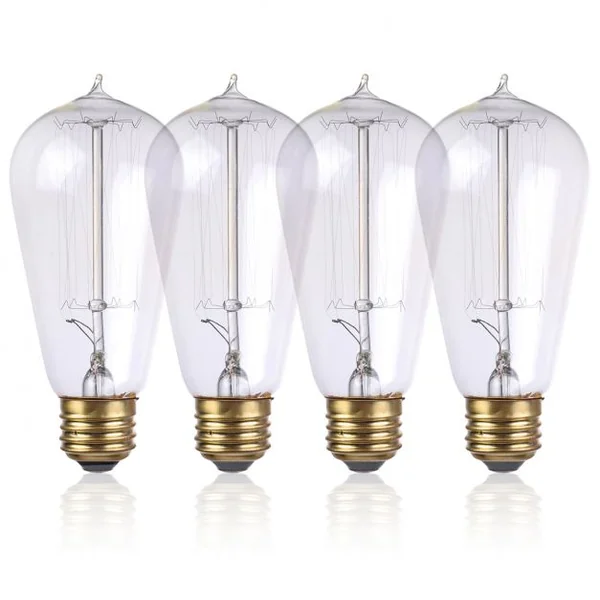Ampoules LED à visser 4 x 60W pour Lampe E27 Incandescente Style Edison Vintage Ampoules Décoratives Rétro rondes, 3500 h