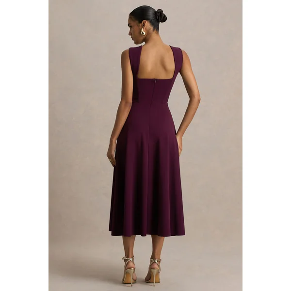 Andromeda | Robe Mi-Longue Bordeaux À Décolleté Cœur