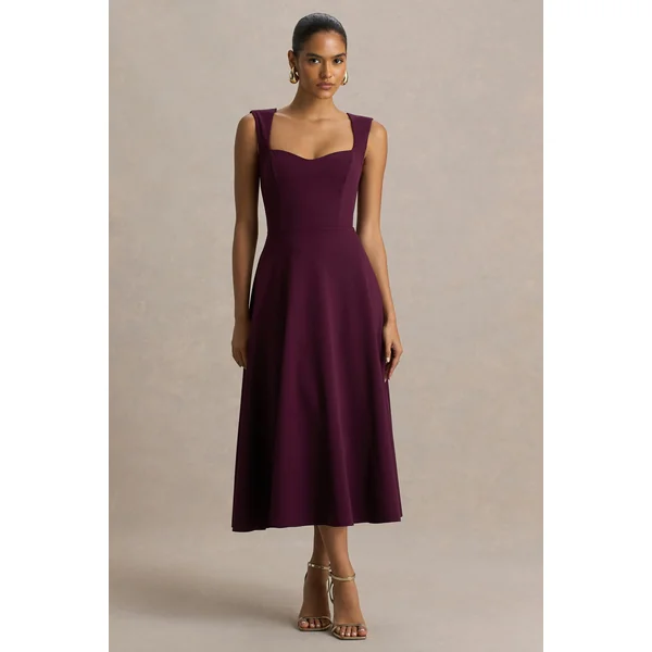 Andromeda | Robe Mi-Longue Bordeaux À Décolleté Cœur
