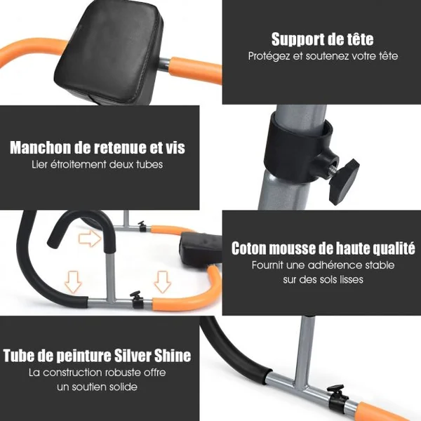 Appareil Abdominaux en Acier Repose-tête Epais de 6CM Rembourrage en Mousse Capacité de Poids 100KG